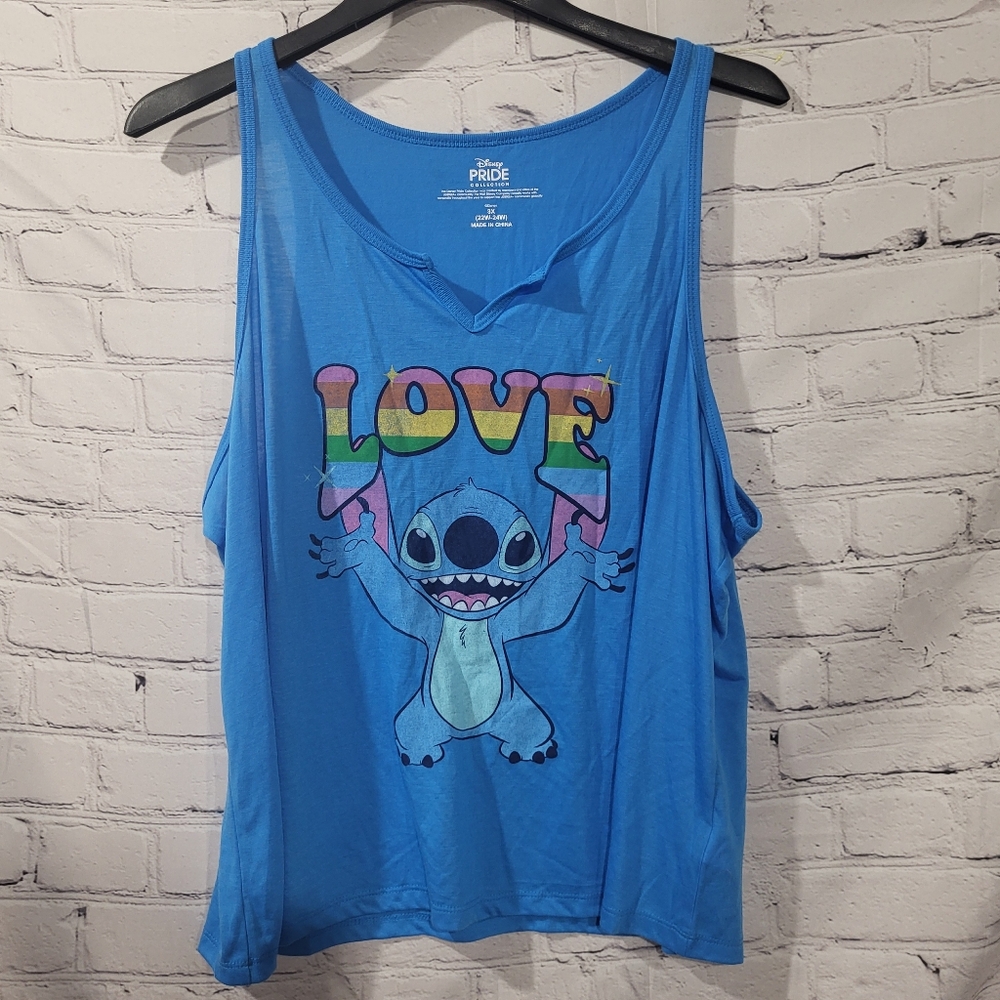 Disney Blue Stitch Pride "LOVE" Tank Top